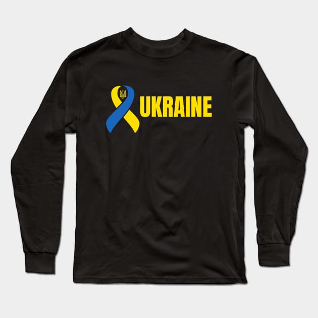 Ukraine Ribbon Ukrainian Pride Love and Unity Design Long Sleeve T-Shirt by hobrath